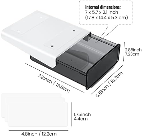 yuntop 1 Pcs Under Desk Drawer, Under Table Hidden Organizer, Plastic Self-adhesive Slide out Under Desk Storage Drawer for Office Dresser Home School Stationery Kitchen (Black) - Image 3