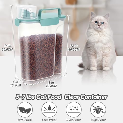 LEAWALK 5-7Lbs Airtight Dog Cat Pet Food Storage Container- Elegant Blue - Image 2