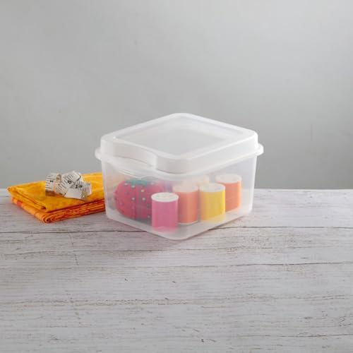 Sterilite FlipTop, Stackable Small Storage Bin with Hinging Lid, Plastic Container to Organize Desk at Home or Office, Clear, 36-Pack - Image 5