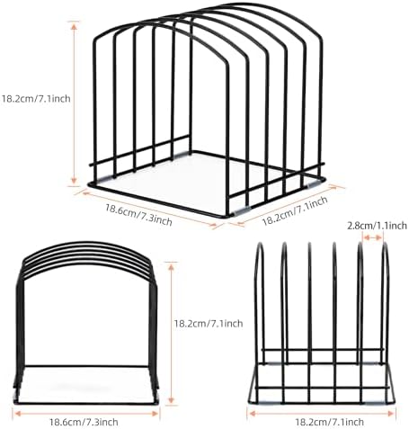 2PCS Cutting Board Organizer for Cabinet, 5 Standard (1.1") Slots Bakeware Organizer for Kitchen Storage, Heavy Duty Rack for Cookie Sheets, Baking Pans, Lids, Trays, Matte Black - Image 2
