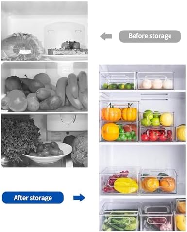 Refrigerator Organizer Bins 5 Pack Stackable Fridge Organizers with Handles Clear Freezer Storage Containers for Pantry, Cabinets,Shelves, Drawer – BPA-Free Plastic Kitchen Organizers - Image 4
