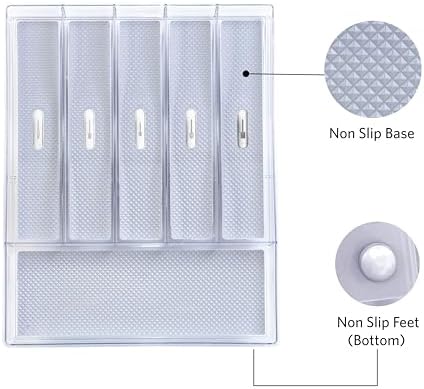 Glad Silverware & Utensil Drawer Organizer - Divided Clear Plastic Storage Tray with 6 Compartments for Kitchen Flatware and Cutlery - BPA Free, Food Safe, Non Slip, 12x15 inches - Image 3