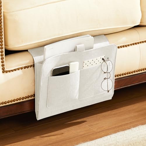 YOUDENOVA Bedside Caddy, Bedside Organizer for Dorm Room, Bunk Bed, Beige - Image 2