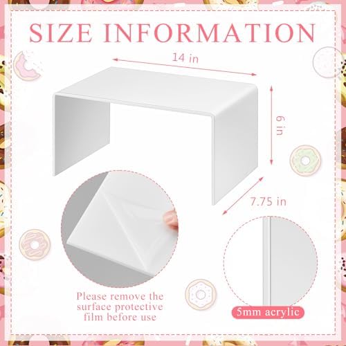 RattanView 2 Pcs 14 Inch Large Acrylic Shelf Riser, 5mm Thick, White - Image 2