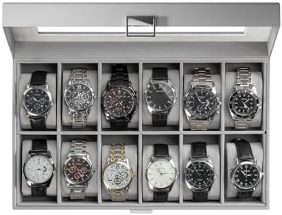 ProCase Watch Box Organizer, 12 Slot Watch Display Case, Grey by ProCase