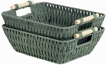 StorageWorks Wicker Storage Basket, Baskets for Storage, Bosana Green by StorageWorks