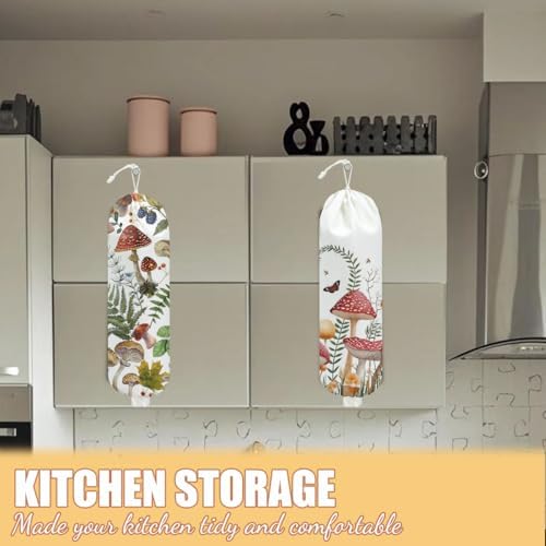 2 Pcs Mushroom Plastic Bag Holder, Wall Mount Grocery Bag Holder - Image 5