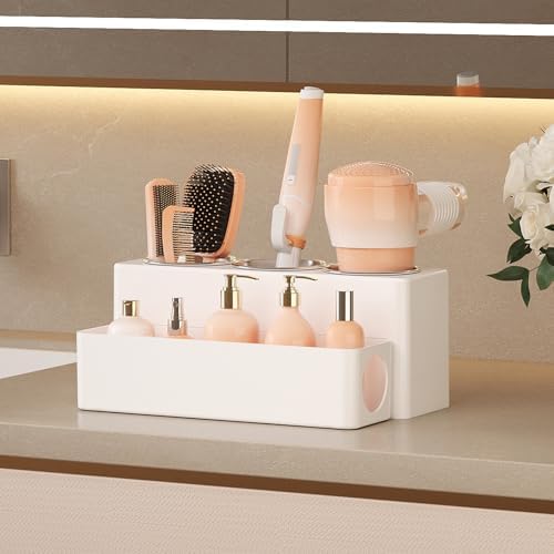 Lifewit Hair Tool Organizer Dryer Holder Countertop with 3 Cups, White - Image 3