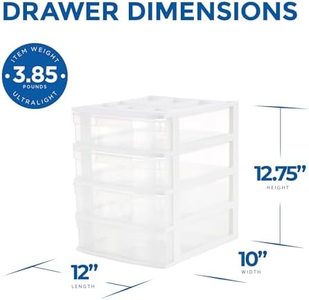 Gracious Living 4-Tier Drawer Organizer, Plastic Desktop Drawers, White - Image 7