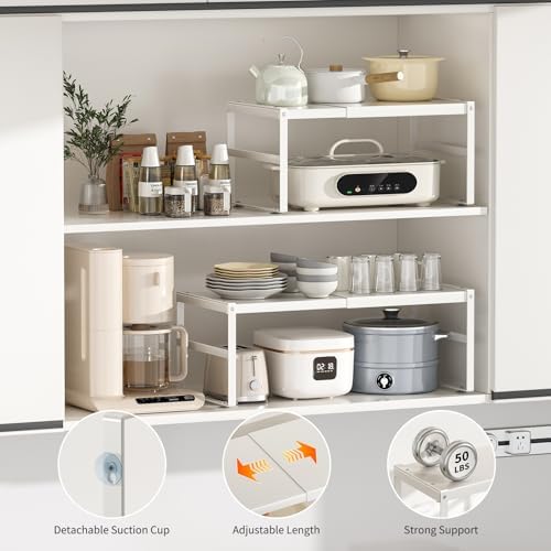Expandable Kitchen Organizer Shelf, Cabinet Countertop Shelves - Image 3