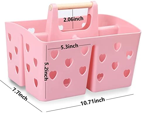 Portable Shower Caddy Plastic Shower Basket Organizer with Handle, Pink - Image 6