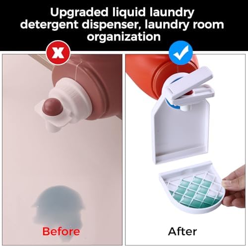 Laundry Detergent Dispenser Cup Holder,Nozzle Upgraded Labor Saving Switch Easily No More runny or Messy Laundry Detergent, Laundry Cup Holder and drip Tray Room Organization and Storage - Image 3