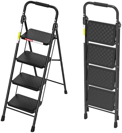 HBTower 4 Step Ladder with Wide Anti-Slip Pedal and Cushioned Handle by HBTower