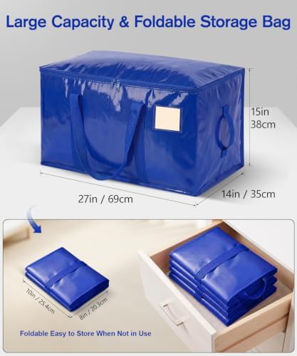 Moving Bags Heavy Duty Extra Large 10-Pack, 110 LBS Load Storage Bag, Blue - Image 2