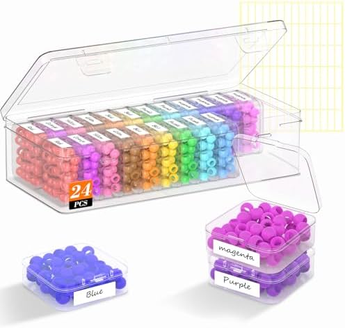 24 Pcs Bead Organizer Box, Clear Plastic Bead Storage Containers by Profasion