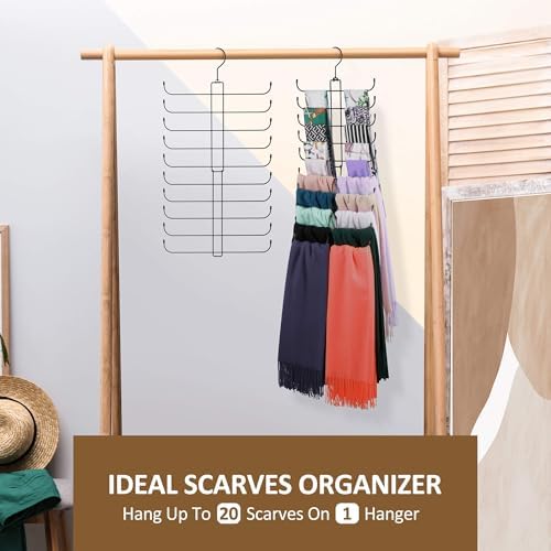 ZEDODIER 2 Pack Scarf Hanger, Scarf Organizer for Closet, Holds 40 Scarves - Image 2