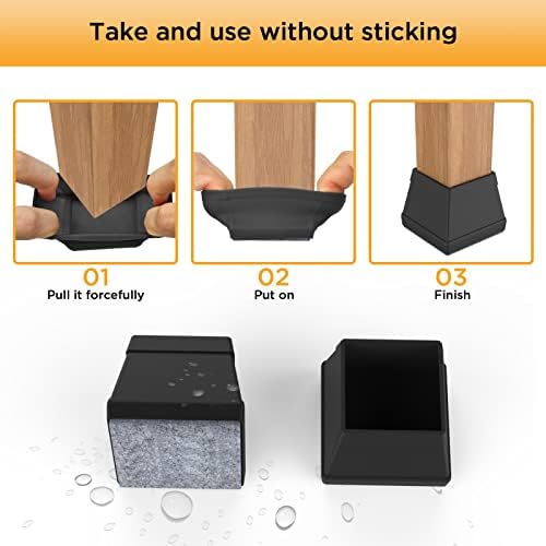 16 PCS Square Chair Leg Floor Protector, 1 1/2 in Black. - Image 4