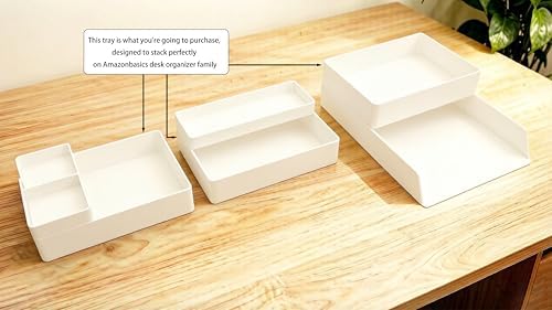 Amazon Basics Rectangular Plastic Desk Organizer with Storage Trays, Accessory Tray, Drawer Organizer, 9.4 x 6.7 x 2 inch, White - Image 5