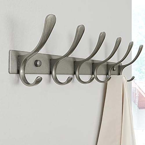 SKOLOO Coat Rack Wall Mounted - 6 Hooks, Heavy Duty, Stainless Steel, Metal Wall Hangers, Sturdy Coat Hooks for Hanging Coats, Jacket, Clothes, Hat, Matte Grey - Image 4