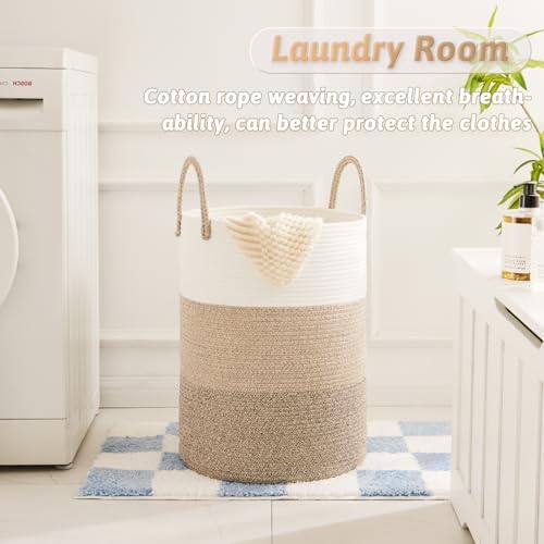 Artfeel Laundry Basket,Woven Cotton Rope Laundry Hamper,100L for Decorative Storage of Dirty Clothes,Toys and Blankets in Bathroom,Bedroom and Living Room - Image 2