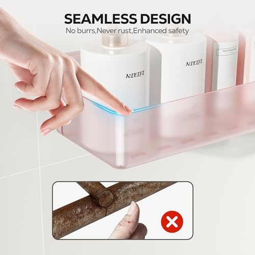 Nieifi Adhesive Shower Shelves, Pink, 5 Pieces - Image 3