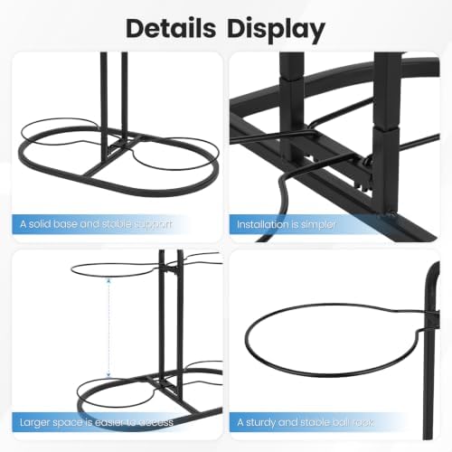New Ball Storage Rack,Cube Ball Storage Holder，Basketball Football Holder Carbon Steel Heavy Duty Basketball Stand Painted Nail-Free Multi-Purpose Vertical Ball Rack (Double 2 layer) - Image 5