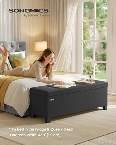 SONGMICS Storage Ottoman Bench with Legs, Flipping Lid, 43.3 Inches - Image 4