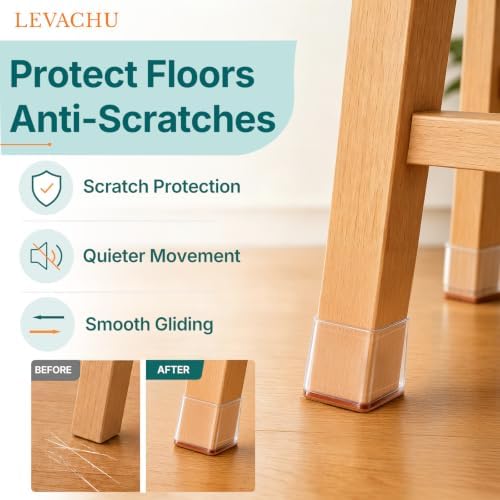 24 Pack Chair Leg Floor Protectors, Chair Leg Caps Square M - Image 2