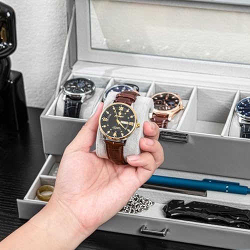 ProCase Watch Box, 6 Slot Watch Display Case with Drawer -Grey - Image 4
