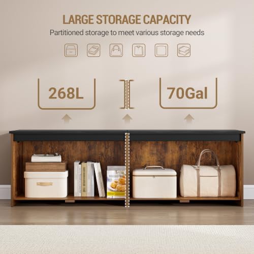 Hzuaneri 59 inches Farmhouse Storage Chest and Bench | 70 Gal | 330lb Seat - Image 4
