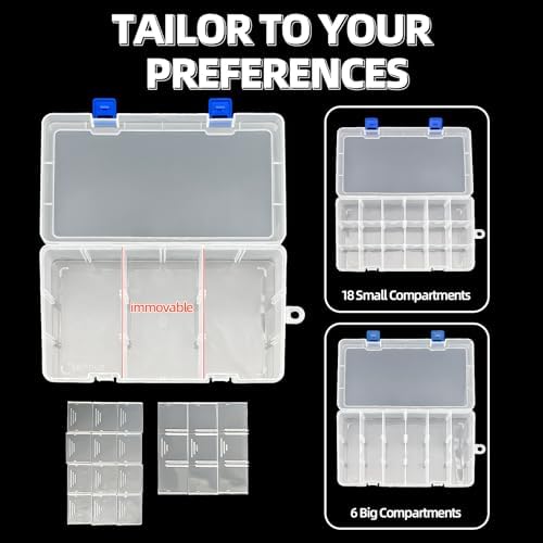 DUOFIRE Plastic Organizer Storage Box, Adjustable Divider 18 Grids, 1 Pack - Image 5