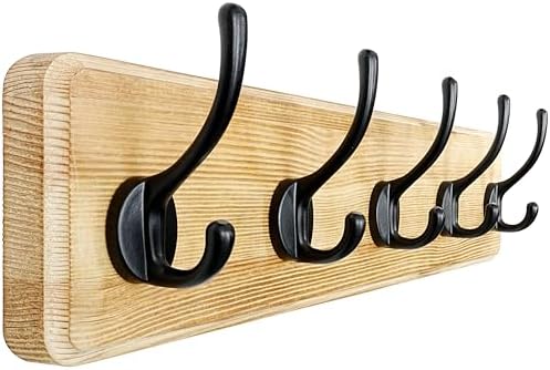 Dseap Coat Rack Wall: Patented, Heavy-Duty, 5-Double-Hooks Wooden Wall Mounted Coat Rack Coat Hanger Hook Rail for Winter Coats Hat Jacket Clothing, Light Brown by Dseap