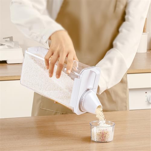 2Pcs Rice Dispenser Storage Containers, 1.8L Small Rice Bucket with Measuring Cup & Pour Spout, Kitchen Plastic Airtight Container for Cereal, Grain, Flour, Sugar, Oatmeal, Dry Pet Dog Food - Image 2