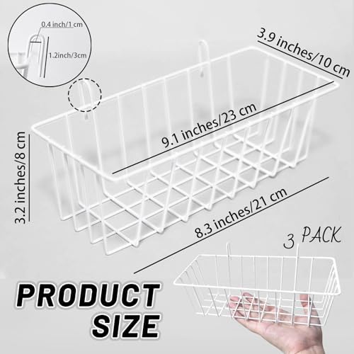 3PCS Wire Baskets,Metal Wire Storage Basket,Wall Hanging Bin and Display Basket for Kitchen,Cabinet,Pantry,Bathroom,Home Decor Supplies,Potted Plants,White - Image 2