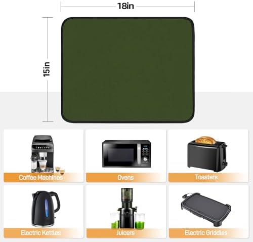 2 PCS Heat Resistant Mats for Countertop Air Fryer, 18x15in, Green - Image 4