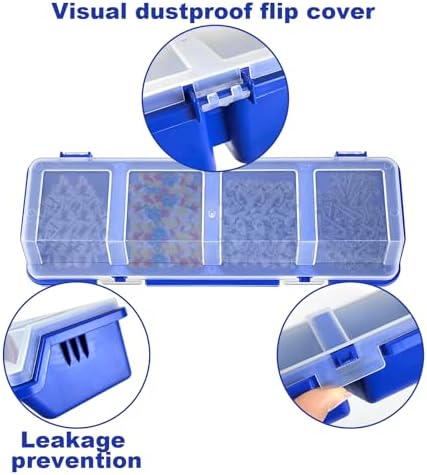 6Pcs Screw Organizers Storage Bins with Lids, Plastic Stackable Hardware Organizer Box for Garage Nails Craft Tool Organizing, Tool Cart Cabinet Workbench Drawers with Compartment Bolt Organizer, Blue - Image 3