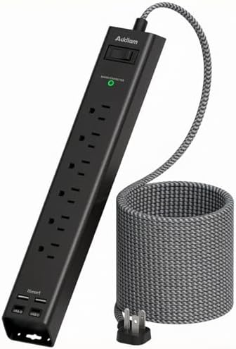15Ft Power Strip Surge Protector with 6 Outlets and 4 USB Ports (2 USB-C) by Addtam