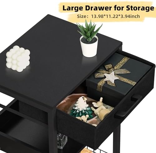 Lerliuo Printer Stand with Storage,3 Tier Home Office Organizer with Fabric Drawer,Industrial Style Printer Table for Printer, Scanner, Paper and Office Supplies - Image 6