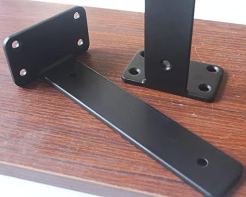10 Pack - 8 inch Black Hidden L Shelf Bracket (1/5 Inch Thicked) Iron Floating Shelf Brackets Rustic Industrial Metal Brackets for Shelf Support - Image 5