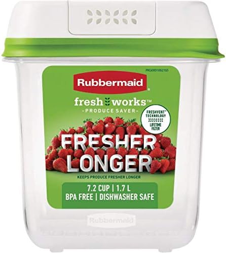 Rubbermaid FreshWorks Saver, Medium Produce Storage Container, 7.2-Cup, Clear by Rubbermaid