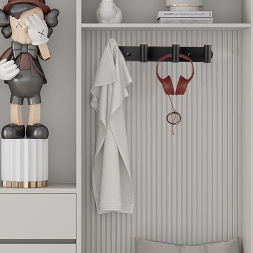Coat Hook Rack, Wall Mounted Coat Rack with 4 Hooks, Heavy Duty Towel Hooks Rack Wall Hooks for Hanging Clothes Jacket, Stainless Steel Coat Hanger for Bathroom Entryway Mudroom(Matte Black) - Image 4