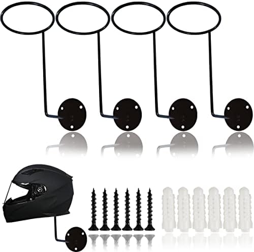 TIHOOD 4PCS Helmet Holder, Metal Stand Wall Mounted Hanger Rack for Jacket, Hats, Multifunctional Helmet Rack, Motorcycle Accessories by Tihood