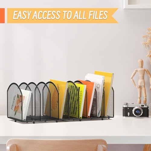 MINDEPOT Desk File Organizer 5 Sections Desktop Organizer File Mail Sorter Office Organization File Folder Holder for Office School & Classroom (Black, 5 Section - 2Pack) - Image 6