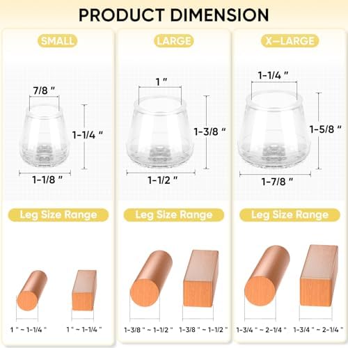 BALEINE 32PCS Silicone Chair Leg Floor Protectors for Hardwood Floors - Image 4