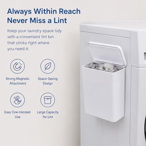 Magnetic Lint Bin with Lid for Laundry Room (Lint Remover Set) - Image 5