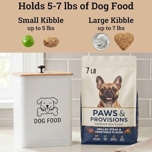 Metal Dog Food Container 5-7lb, 25 Cup w/ Airtight Bamboo Lid, Metal Handle - Image 3