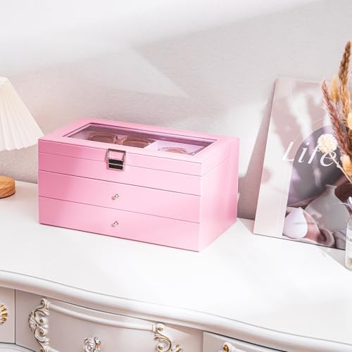 ProCase 3-Layer Sunglasses Storage Organizer -Pink - Image 4