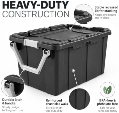 40 Gal Wheeled Storage Bin with Latching Lid 2-Pack for Garage - Image 5