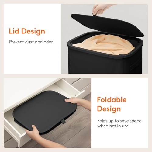 Lifewit 105L Large Laundry Hamper with Lid, Removable Inner Bag, Black - Image 6