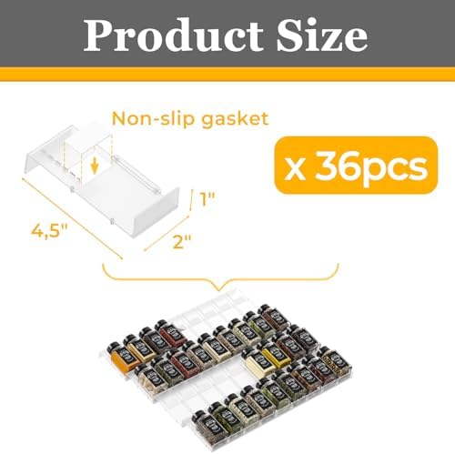 Famhap Spice Drawer Organizer, 36PCS Interlocking Expandable Seasoning Rack Tray Insert for Kitchen Drawers, Spice Rack Drawer for Spice Jars - Image 2